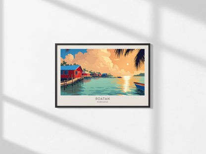 Roatan Landscape Matte Border Poster | Honduras Vacation Wall Art Beach House Decor — framed and ready to hang, 2x3 in