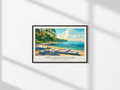 First Landing State Park Landscape Matte Border Poster | Virginia Beach, Virginia Vacation Wall Art — framed and ready to han