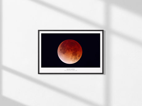 Blood Moon Landscape Poster | NASA Total Lunar Eclipse Space Photography Wall Art — framed and ready to hang, 2x3 in