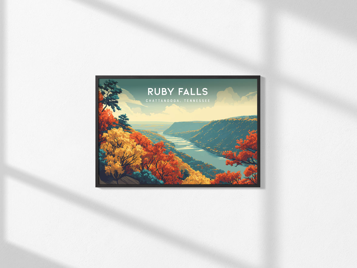 Ruby Falls Landscape Poster | Chattanooga, Tennessee Cavern Vacation Wall Art — framed and ready to hang, 2x3 in