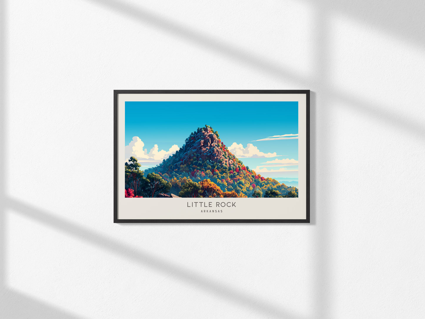 Little Rock Landscape Matte Border Poster | Arkansas Travel Wall Art — framed and ready to hang, 2x3 in