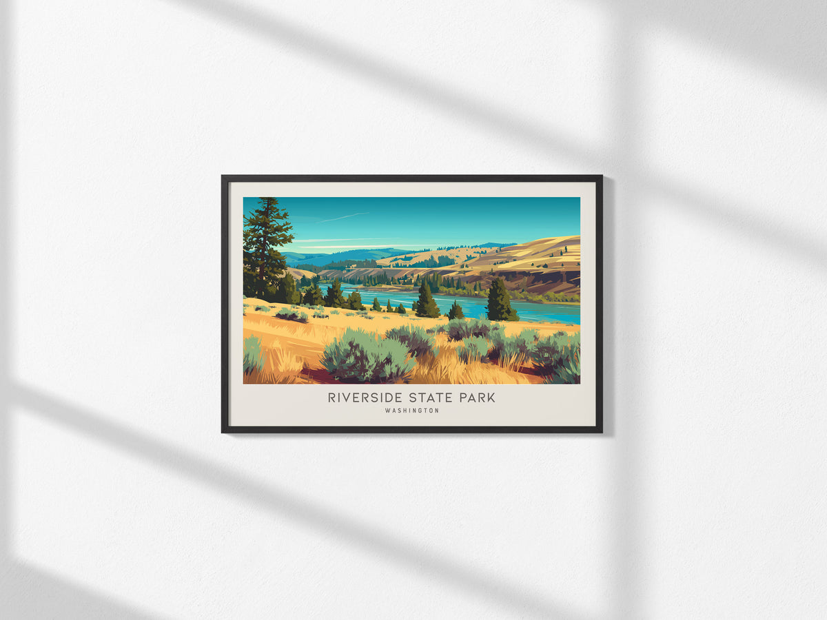 Riverside State Park Landscape Matte Border Poster | Washington Framed or Unframed Travel Gift — framed and ready to hang, 2x