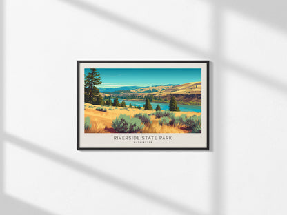 Riverside State Park Landscape Matte Border Poster | Washington Framed or Unframed Travel Gift — framed and ready to hang, 2x