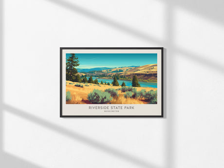 Riverside State Park Landscape Matte Border Poster | Washington Framed or Unframed Travel Gift — framed and ready to hang, 2x
