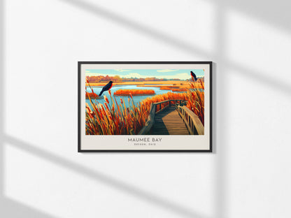 Maumee Bay Landscape Matte Border Poster | Oregon, Ohio Destination Print Travel Wall Art — framed and ready to hang, 2x3 in