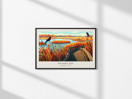 Maumee Bay Landscape Matte Border Poster | Oregon, Ohio Destination Print Travel Wall Art — framed and ready to hang, 2x3 in