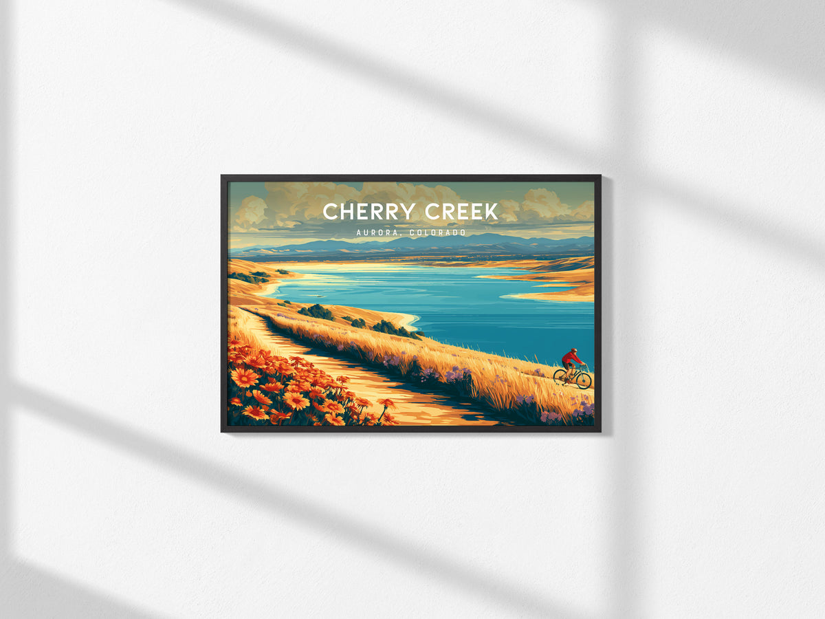 Cherry Creek Landscape Poster | Aurora, Colorado Vacation Wall Art — framed and ready to hang, 2x3 in