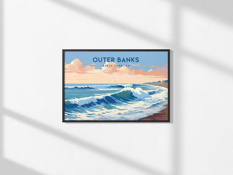 Outer Banks, North Carolina Landscape Poster | Coastal Beach Decor Wall Art — framed and ready to hang, 2x3 in