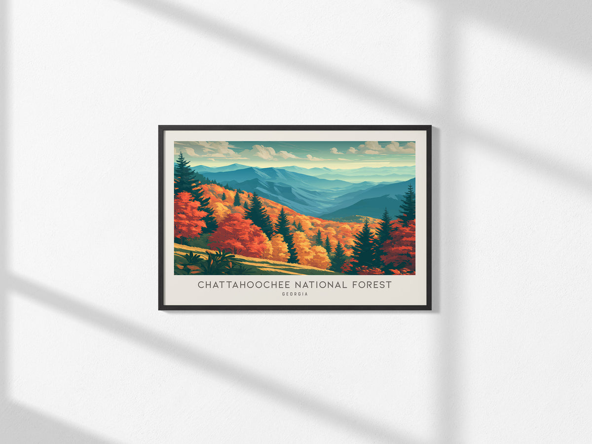 Chattahoochee National Forest Landscape Matte Border Poster | Georgia Travel Wall Art — framed and ready to hang, 2x3 in