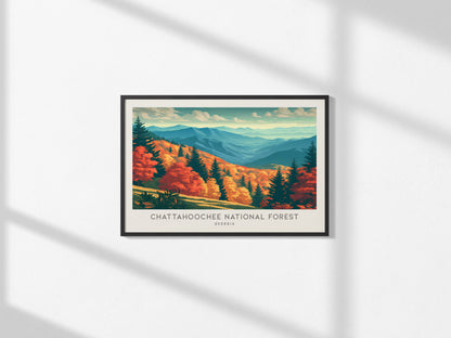 Chattahoochee National Forest Landscape Matte Border Poster | Georgia Travel Wall Art — framed and ready to hang, 2x3 in