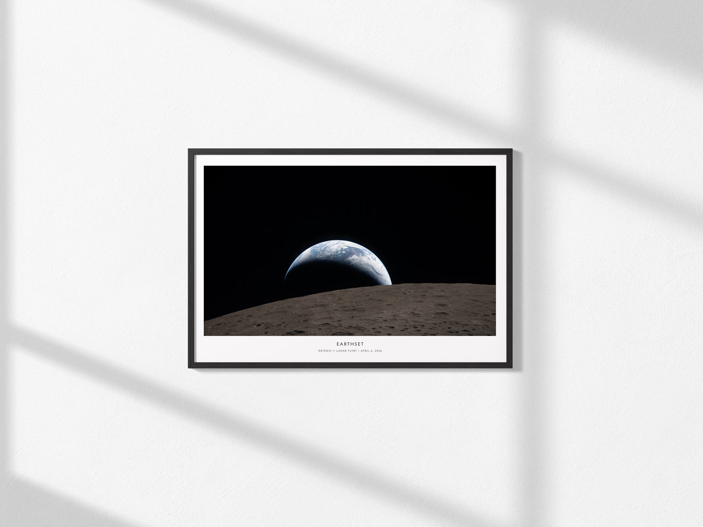 Earthset Landscape Poster | NASA Artemis II Lunar Flyby Space Photography Wall Art — framed and ready to hang, 2x3 in