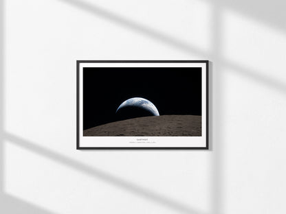 Earthset Landscape Poster | NASA Artemis II Lunar Flyby Space Photography Wall Art — framed and ready to hang, 2x3 in
