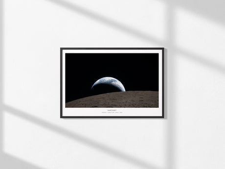 Earthset Landscape Poster | NASA Artemis II Lunar Flyby Space Photography Wall Art — framed and ready to hang, 2x3 in