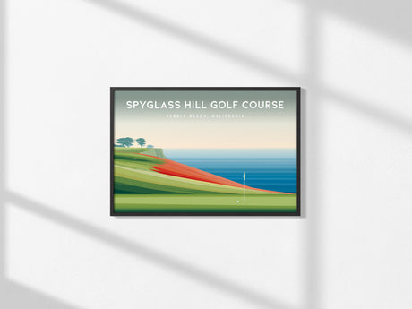Spyglass Hill Golf Course Landscape Poster | Pebble Beach, California Country Club Decor Wall Art — framed and ready to hang