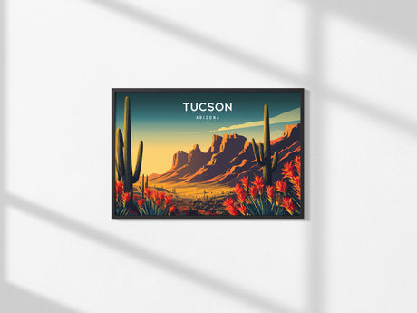Tucson Landscape Poster | Arizona Desert Framed or Unframed Wall Art — framed and ready to hang, 2x3 in