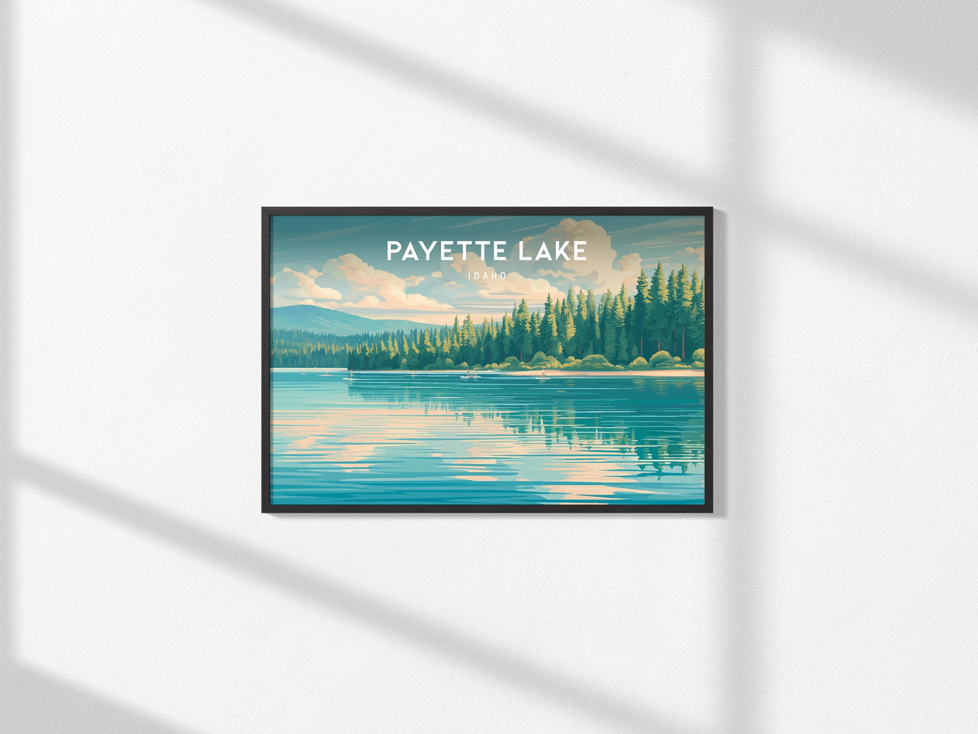 Payette Lake, Idaho Landscape Poster | Vacation Wall Art Framed or Unframed — framed and ready to hang, 2x3 in