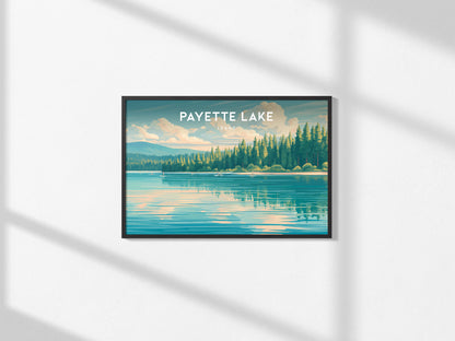 Payette Lake, Idaho Landscape Poster | Vacation Wall Art Framed or Unframed — framed and ready to hang, 2x3 in