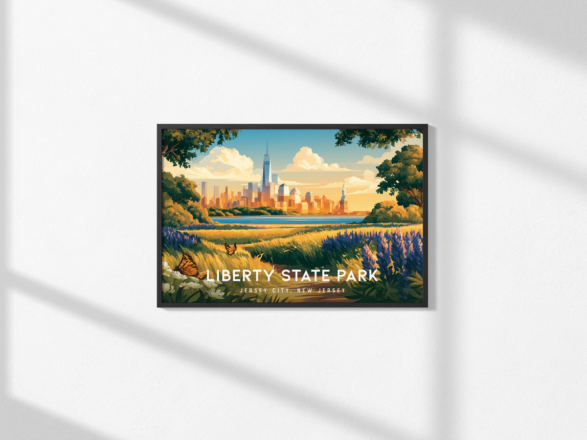 Liberty State Park Landscape Poster | Jersey City, New Jersey Vacation Wall Art — framed and ready to hang, 2x3 in