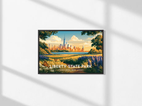 Liberty State Park Landscape Poster | Jersey City, New Jersey Vacation Wall Art — framed and ready to hang, 2x3 in