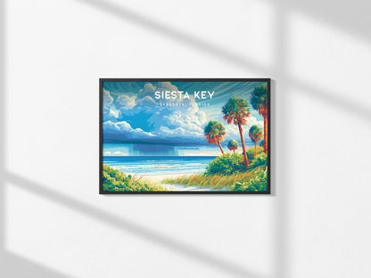Siesta Key Landscape Poster | Sarasota, Florida Travel Wall Art — framed and ready to hang, 2x3 in