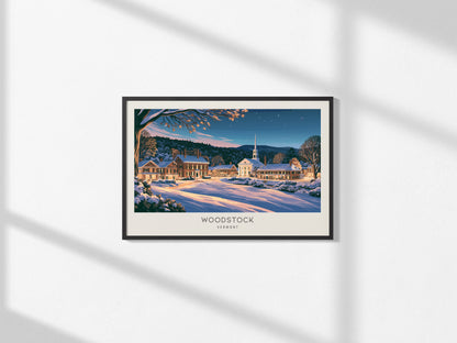 Woodstock Landscape Matte Border Poster | Vermont Destination Print Framed or Unframed — framed and ready to hang, 2x3 in