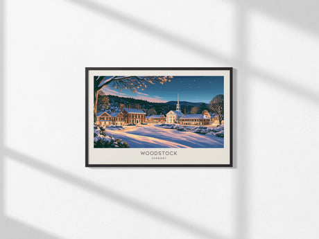 Woodstock Landscape Matte Border Poster | Vermont Destination Print Framed or Unframed — framed and ready to hang, 2x3 in