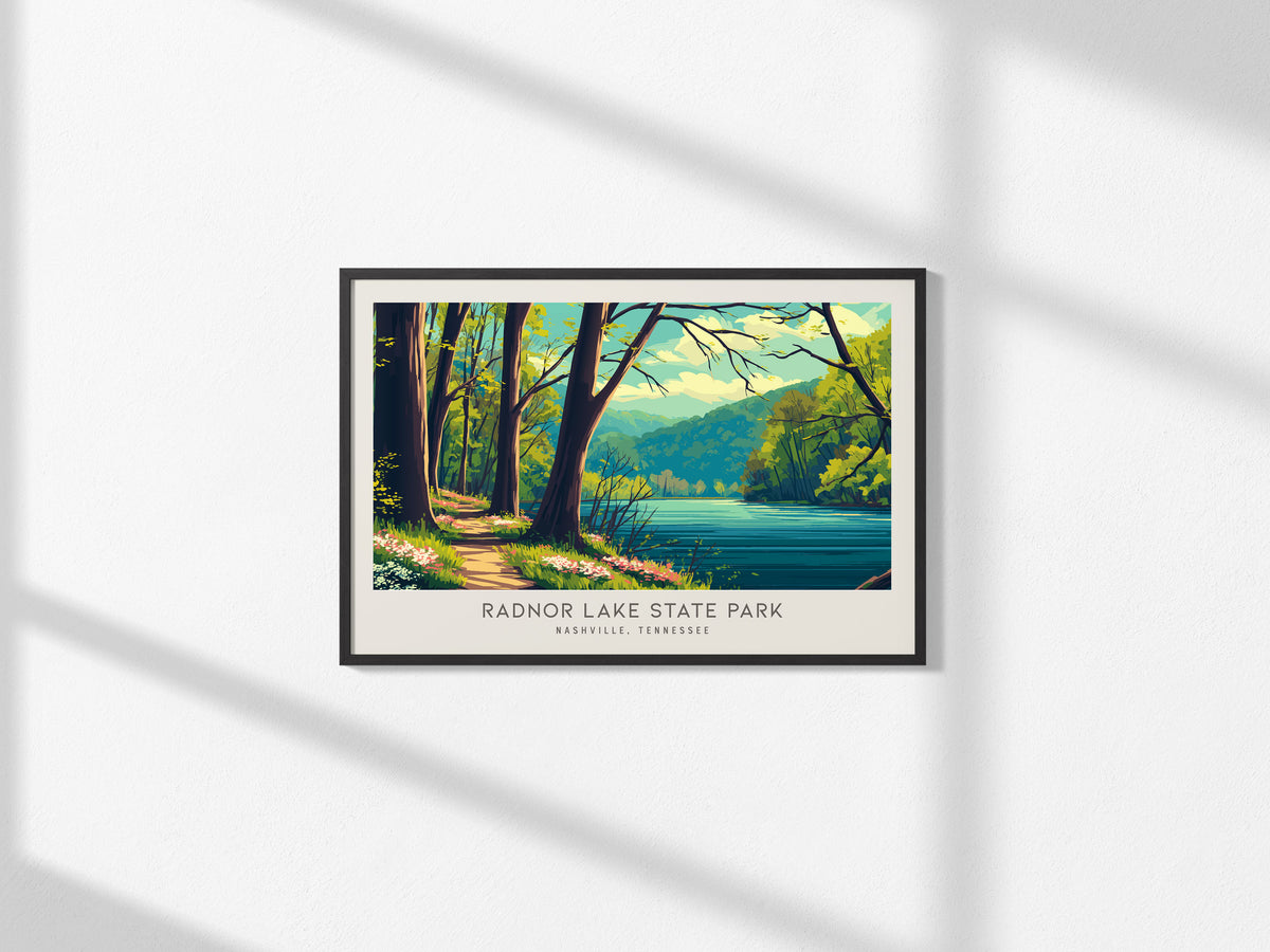 Radnor Lake State Park Landscape Matte Border Poster | Nashville, Tennessee Travel Gift Framed or Unframed — framed and ready