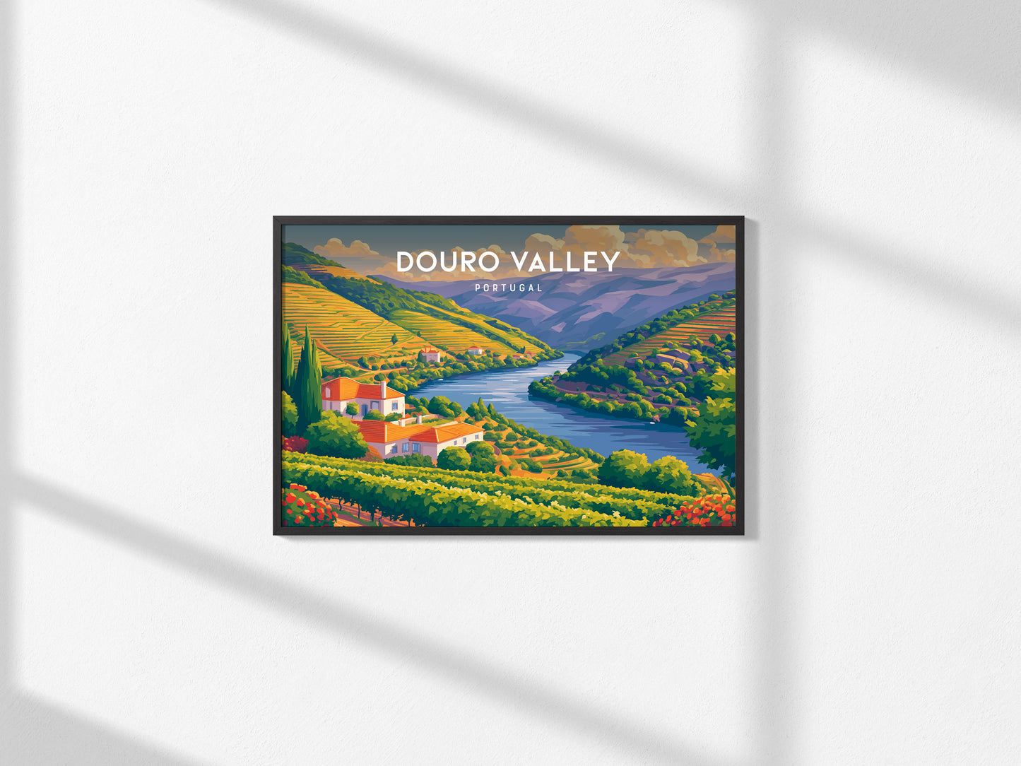 Douro Valley, Portugal Landscape Poster | Wine Country Destination Print Wall Art — framed and ready to hang, 2x3 in