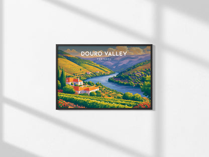Douro Valley, Portugal Landscape Poster | Wine Country Destination Print Wall Art — framed and ready to hang, 2x3 in