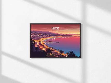 Nice, France Landscape Poster | French Riviera Travel Gift Beach House Decor Wall Art — framed and ready to hang, 2x3 in