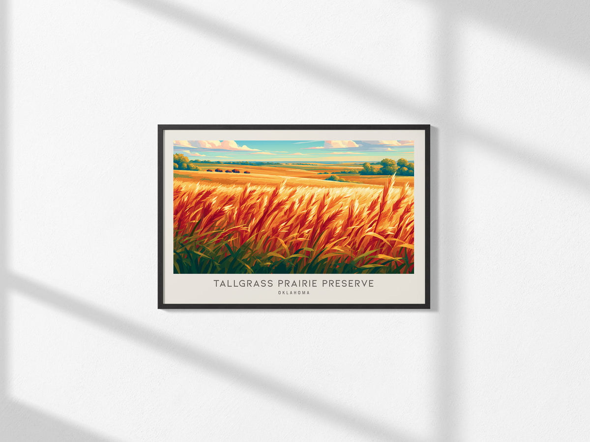 Tallgrass Prairie Preserve Landscape Matte Border Poster | Oklahoma Travel Wall Art — framed and ready to hang, 2x3 in