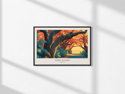Hobe Sound Landscape Matte Border Poster | Florida Coastal Decor Vacation Home Gift Wall Art — framed and ready to hang, 2x3