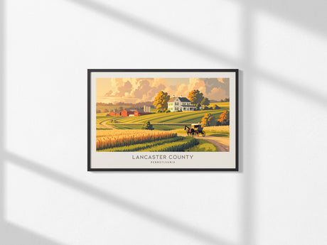 Lancaster County Landscape Matte Border Poster | Pennsylvania Travel Gift Vacation Wall Art — framed and ready to hang, 2x3 i