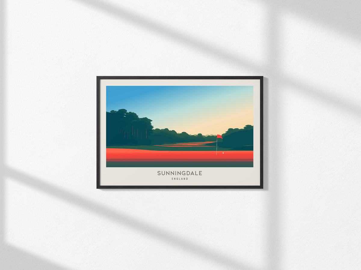 Sunningdale Landscape Matte Border Poster | England Travel Wall Art — framed and ready to hang, 2x3 in