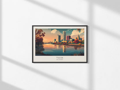 Tulsa Landscape Matte Border Poster | Oklahoma Travel Wall Art — framed and ready to hang, 2x3 in