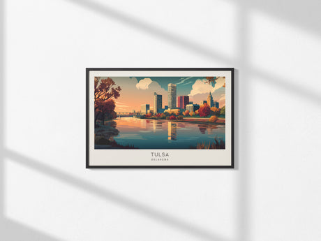 Tulsa Landscape Matte Border Poster | Oklahoma Travel Wall Art — framed and ready to hang, 2x3 in