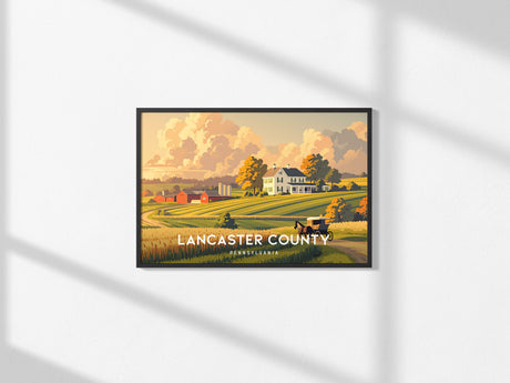 Lancaster County Landscape Poster | Pennsylvania Amish Country Framed or Unframed Wall Art — framed and ready to hang, 2x3 in