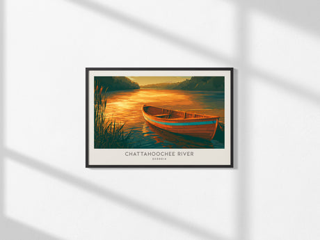 Chattahoochee River Landscape Matte Border Poster | Georgia Destination Print Travel Wall Art — framed and ready to hang, 2x3