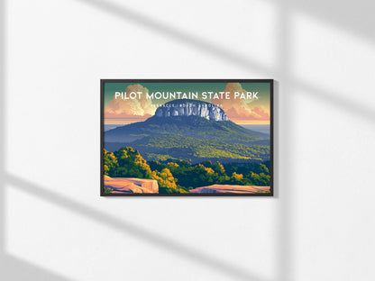 Pilot Mountain State Park Landscape Poster | Pinnacle, North Carolina Vacation Wall Art — framed and ready to hang, 2x3 in