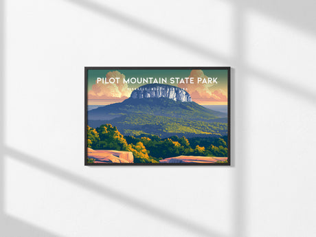 Pilot Mountain State Park Landscape Poster | Pinnacle, North Carolina Vacation Wall Art — framed and ready to hang, 2x3 in