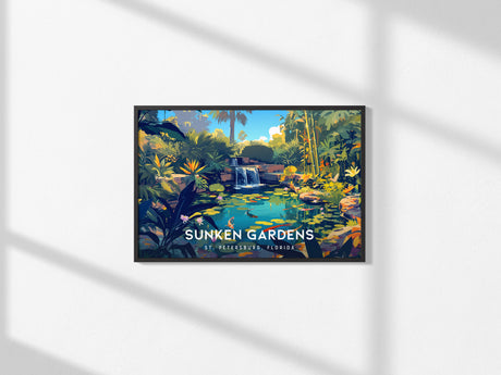 Sunken Gardens, St. Petersburg, Florida Landscape Poster | Tropical Beach Print Wall Art — framed and ready to hang, 2x3 in