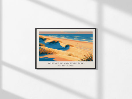 Mustang Island State Park Landscape Matte Border Poster | Port Aransas, Texas Vacation Wall Art — framed and ready to hang, 2