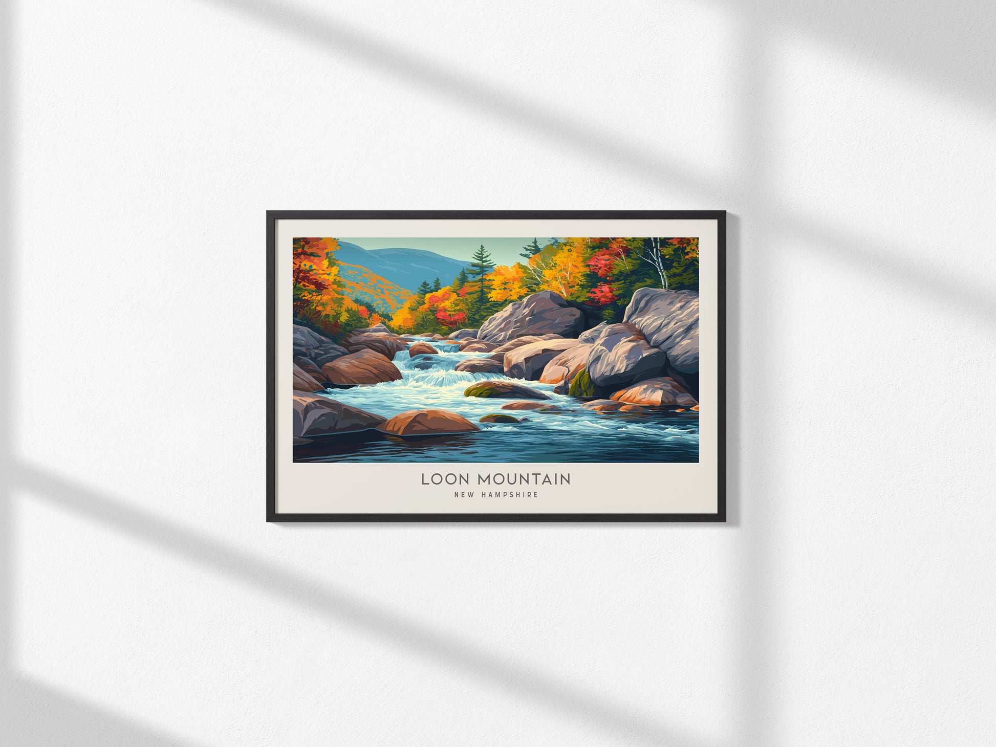 Loon Mountain Landscape Matte Border Poster | New Hampshire Vacation Wall Art — framed and ready to hang, 2x3 in