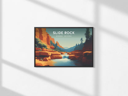 Slide Rock Landscape Poster | Sedona, Arizona Red Canyon Framed or Unframed Wall Art — framed and ready to hang, 2x3 in