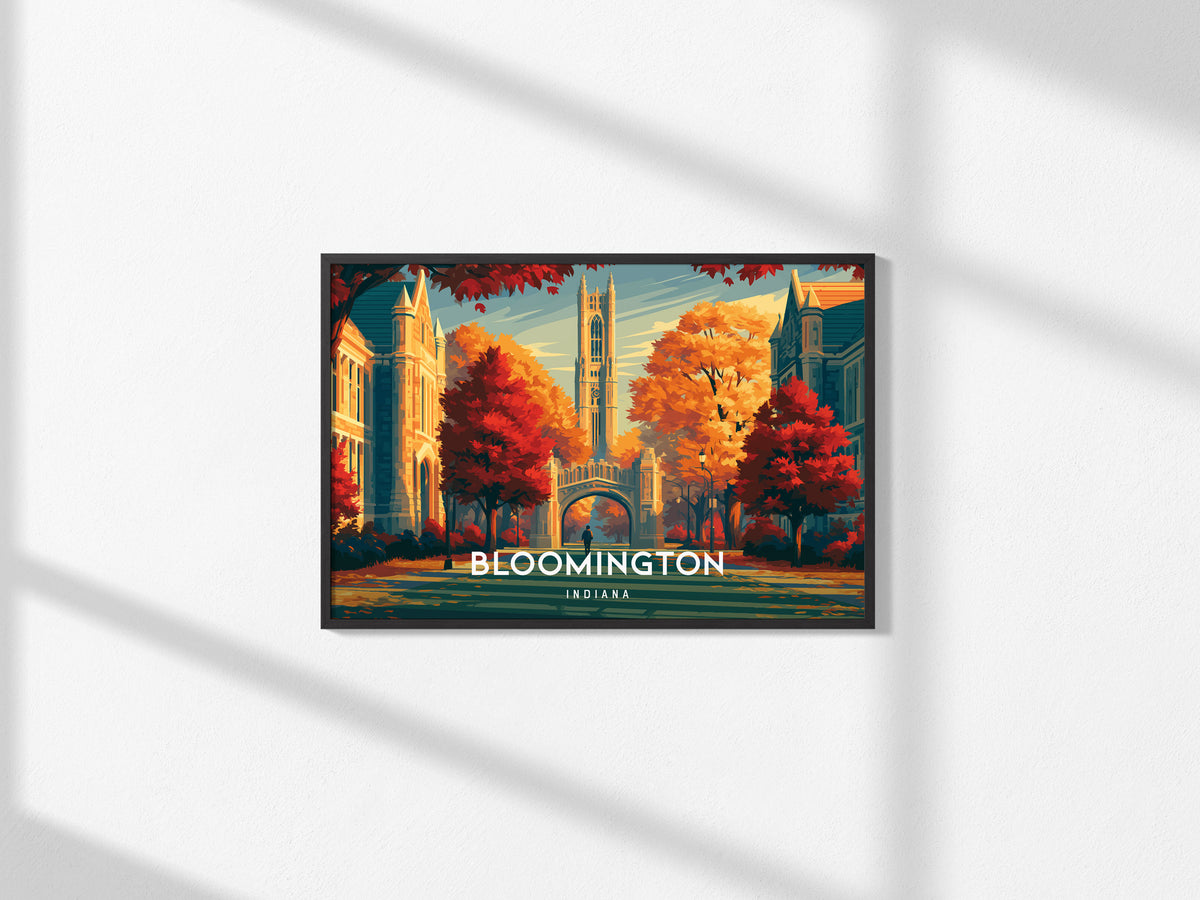 Bloomington, Indiana Landscape Poster | Framed or Unframed Vacation Wall Art — framed and ready to hang, 2x3 in