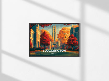 Bloomington, Indiana Landscape Poster | Framed or Unframed Vacation Wall Art — framed and ready to hang, 2x3 in