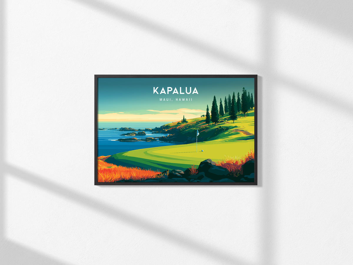 Kapalua Landscape Poster | Maui, Hawaii Golf Wall Art Country Club Decor — framed and ready to hang, 2x3 in