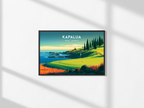 Kapalua Landscape Poster | Maui, Hawaii Golf Wall Art Country Club Decor — framed and ready to hang, 2x3 in