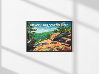 Hickory Run Boulder Field Landscape Poster | Poconos, Pennsylvania Destination Print Wall Art — framed and ready to hang, 2x3