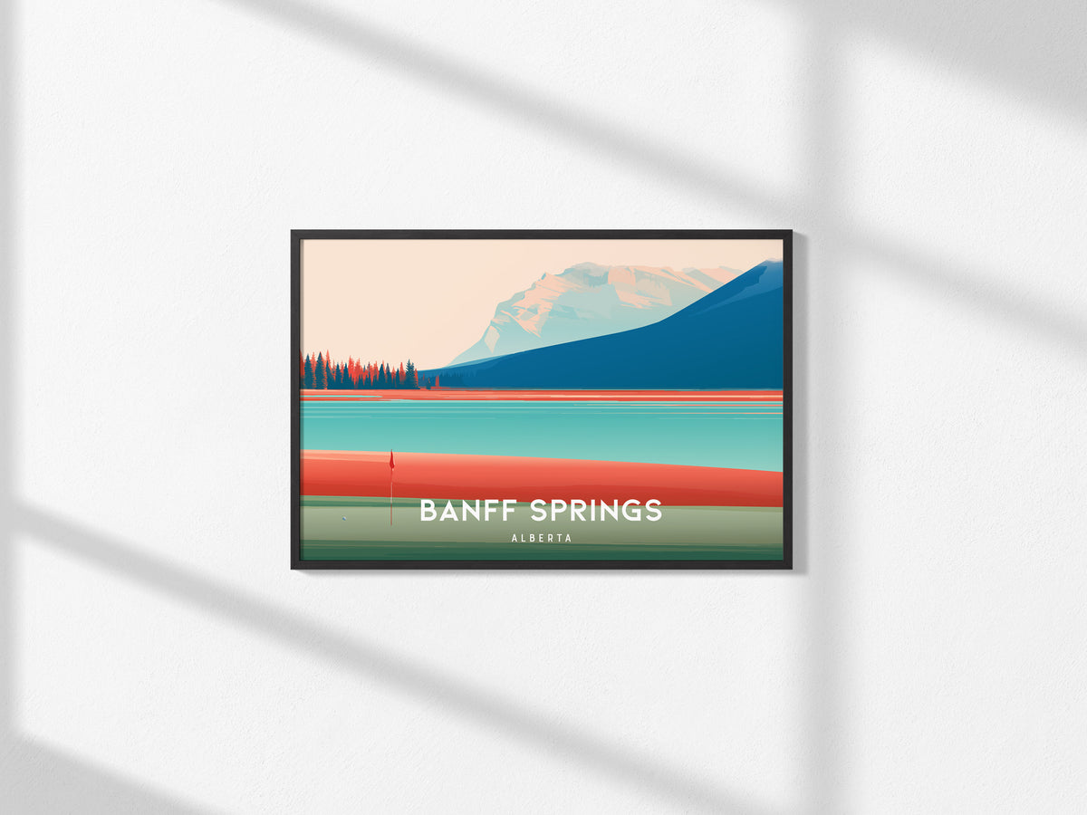 Banff Springs, Alberta Landscape Poster | Links Poster & Framed or Unframed Wall Art — framed and ready to hang, 2x3 in